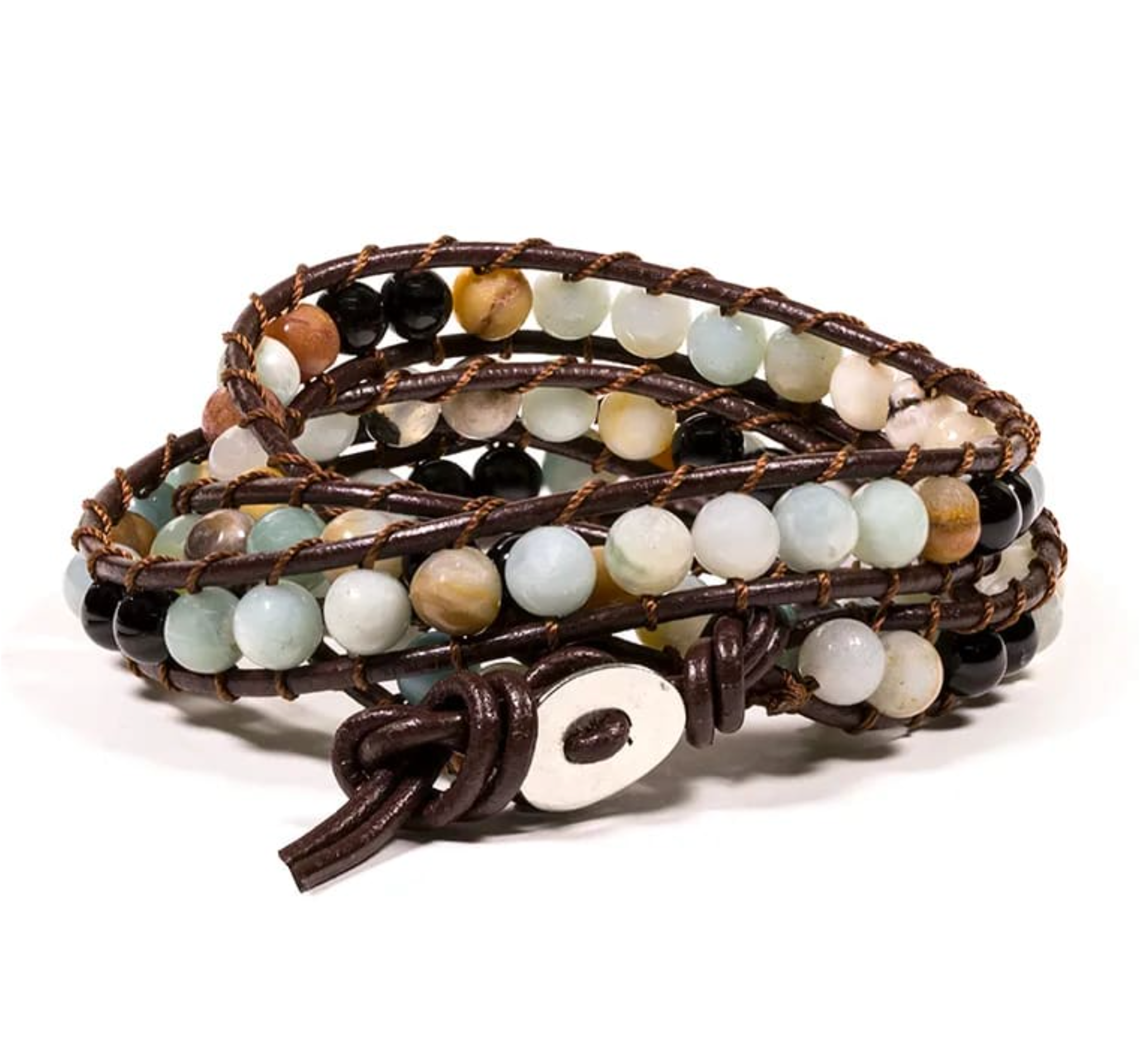 Bracelet  Wrap Amazone - Agate Noire - Univers Tibet 