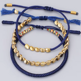 Tibetische Glücksarmbänder – 3er-Set, Marineblau