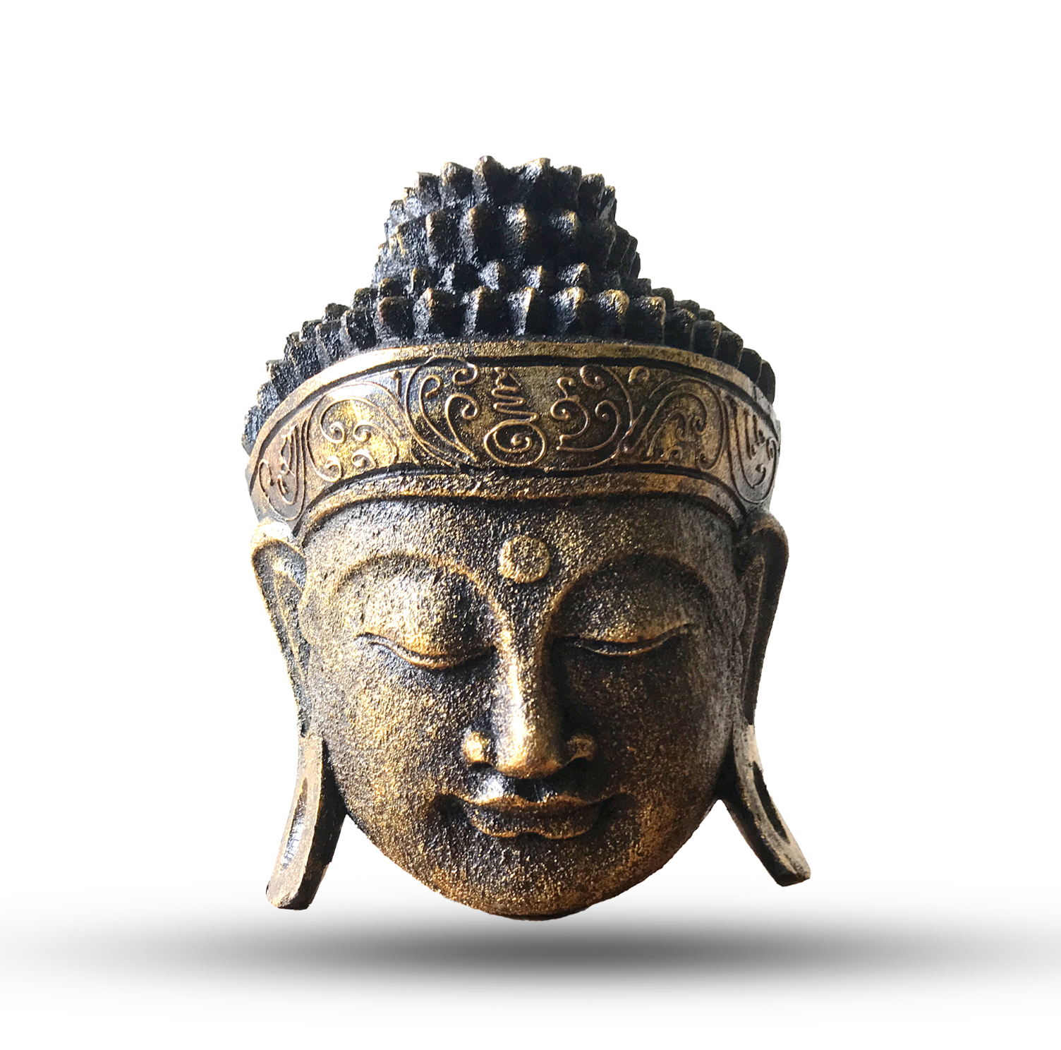 Tête de Bouddha Gold sculptée  en Bois d'Albasia