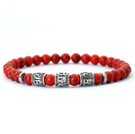 Bracelet Bouddhiste Porte Bonheur OMPHM Howlite Rouge