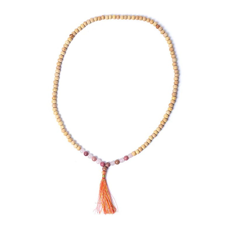 Tulsi Thulite and Rose Quartz Mala