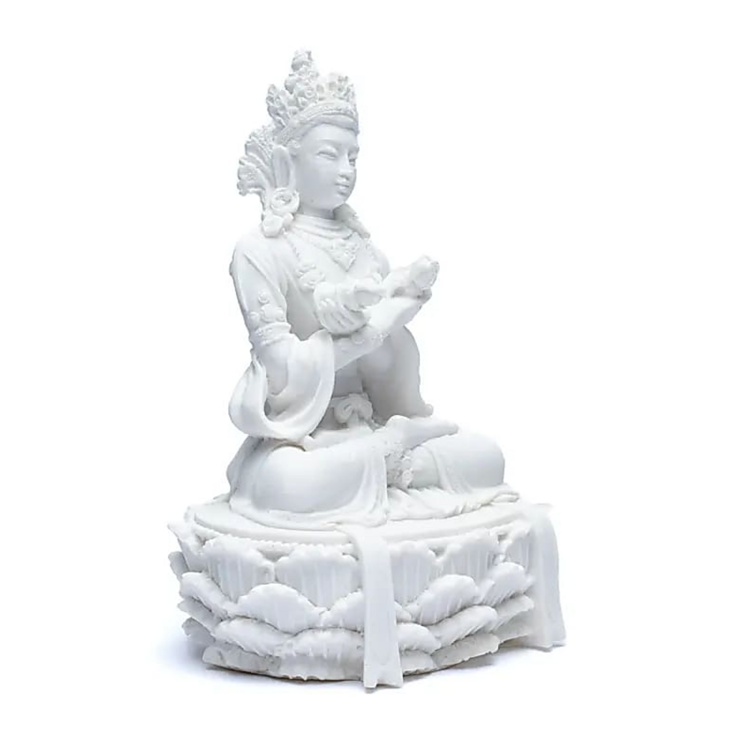 Statue Bouddha avec Cloche et Dorje Blanc