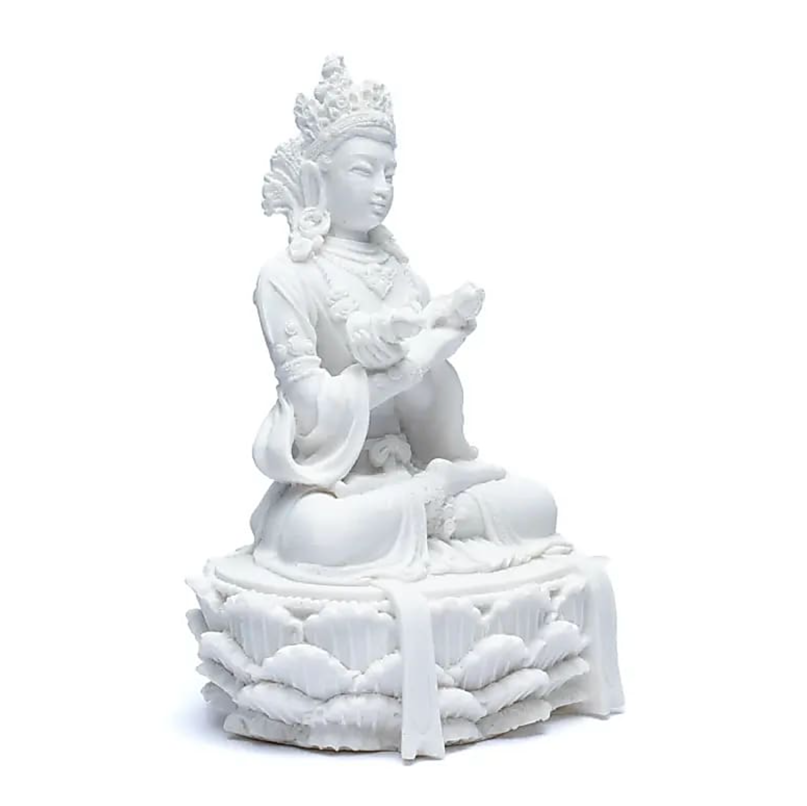 Statue Bouddha avec Cloche et Dorje Blanc