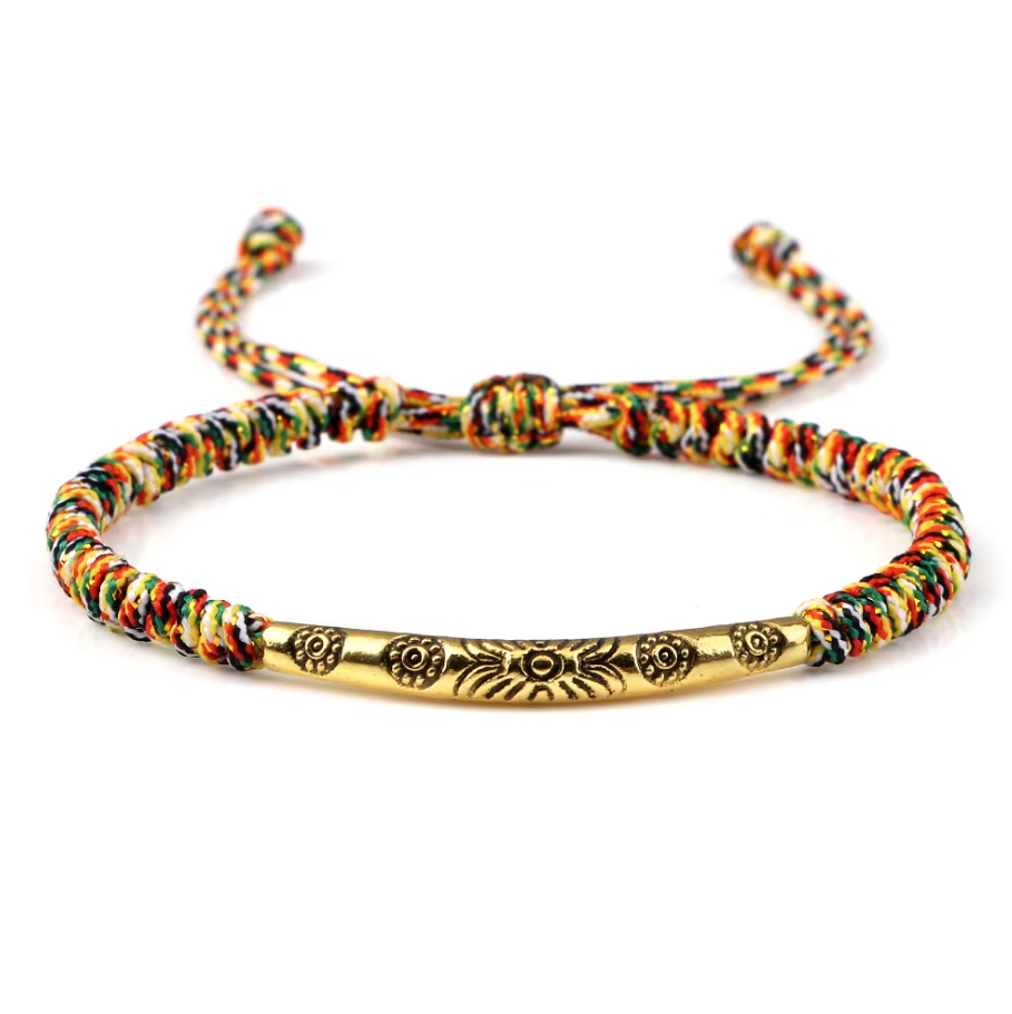 Mehrfarbiges, handgeflochtenes buddhistisches Armband