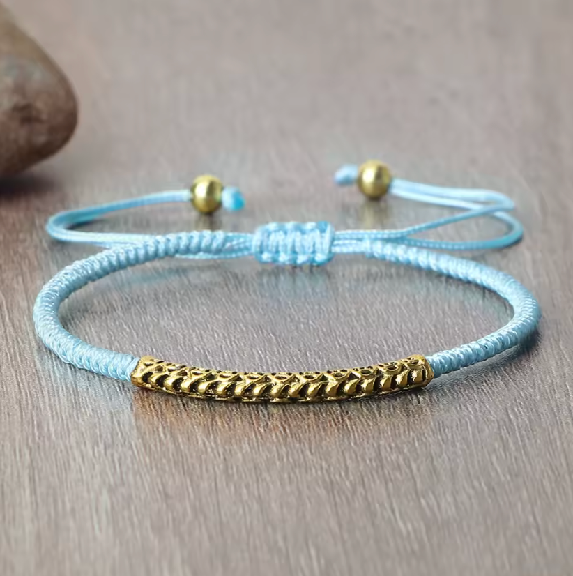 Pulsera Budista de Suerte Azul Cielo