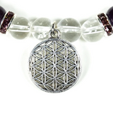 Amethyst Rock Crystal Flower of Life Bracelet
