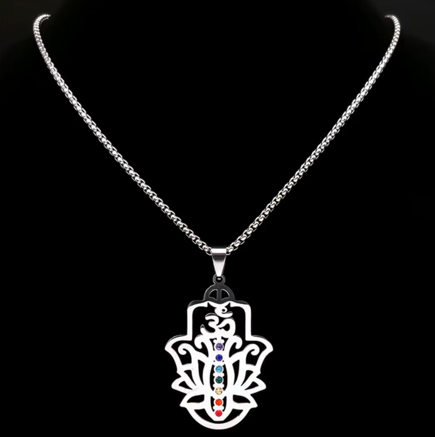OM 7 Chakra Lotusblütenanhänger
