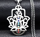 OM 7 Chakra Lotusblütenanhänger