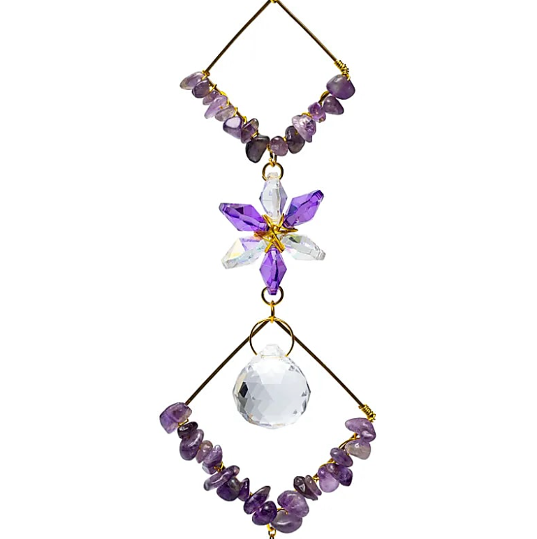 Crystal and Amethyst Diamond Suncatcher