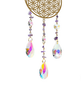 Sonnenfänger Blume des Lebens Kristall und Amethyst