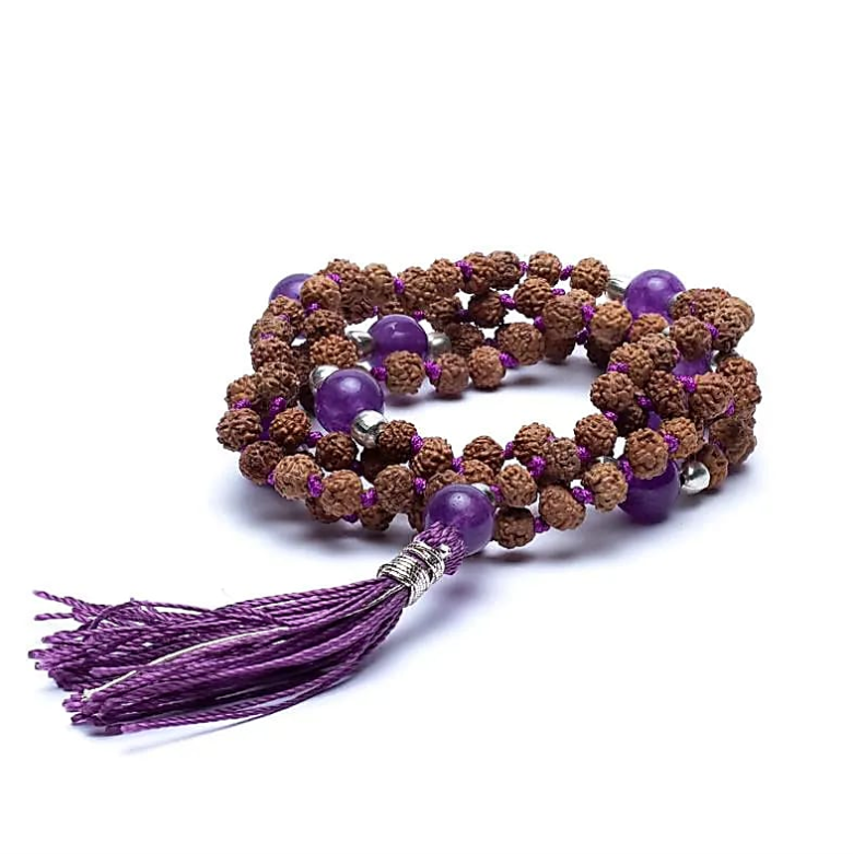 Mala Rudraksha and Amethyst