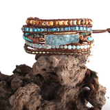 Türkisfarbenes Wickelarmband mit blauer Druse