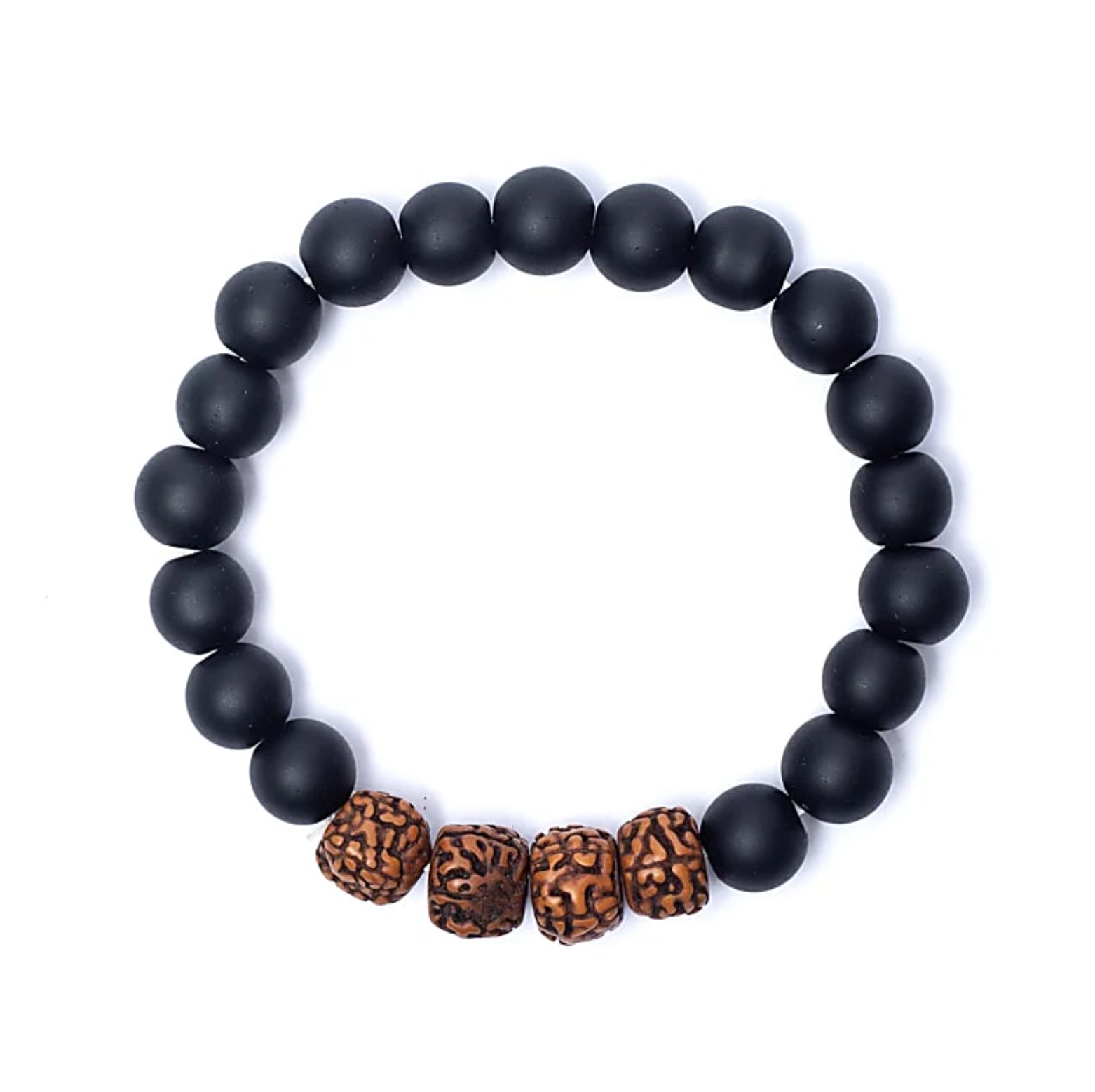 Bracelet Équilibre du Guerrier Intérieur – Onyx & Rudraksha