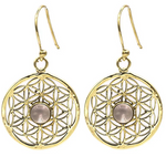 Boucles d’Oreilles Fleur de Vie et Cristal de Roche