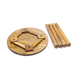 Table d'Appoint Bleue Fleur de Vie Bois de Manguier