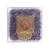 Orgonite Pyramide Harmonie Céleste en Améthyste – Fleur de Vie
