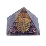 Orgonite Pyramide Harmonie Céleste en Améthyste – Fleur de Vie