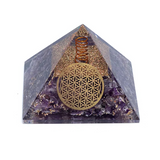 Orgonite Pyramide Harmonie Céleste en Améthyste – Fleur de Vie