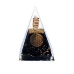 Orgonite Pyramide Bouclier Sacré – Tourmaline Noire & Fleur de Vie