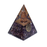 Orgonite Pyramide Sagesse Cosmique – Améthyste & Fleur de Vie