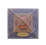 Orgonite Pyramide Sagesse Cosmique – Améthyste & Fleur de Vie