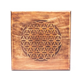Table Fleur de Vie – Énergie Sacrée & Harmonie en Bois d’Acacia