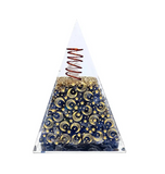 Orgonite Pyramide en Sodalite et Cristal de Roche – Lune & Étoiles
