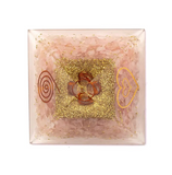 Orgonite Pyramide en Quartz Rose – Symbole Cœur et Énergie d’Amour