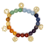 Bracelet 7 Chakras avec Breloques Bīja Mantras en Pierres Fines