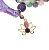 Mala Lotus Sanftheit & Gelassenheit aus Lepidolith, Amazonit, weißem Achat und Rosenquarz – 108 Perlen