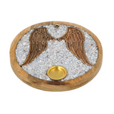 Porte-encens Ailes d'Anges en bois de Manguier et Angélite
