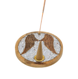 Porte-encens Ailes d'Anges en bois de Manguier et Angélite