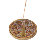 Porte-encens 7 Chakras en bois de Manguier et Pierres de Chakras mélangées