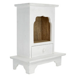 Autel sur pied en bois de manguier blanc – Motif lotus