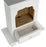 Autel sur pied en bois de manguier blanc – Motif lotus
