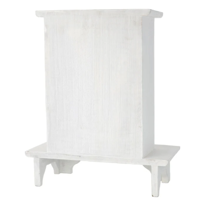 Autel sur pied en bois de manguier blanc – Motif lotus