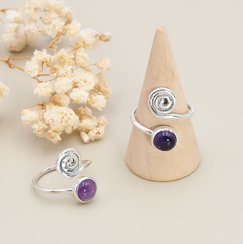 Spiralring der Intuition Amethyst AA & Silber 925