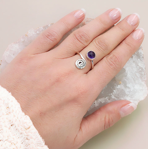 Spiralring der Intuition Amethyst AA & Silber 925