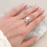 Bague Feuille de sérénité aigue marine AA & argent 925