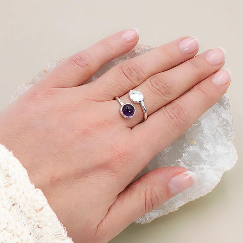 Ring "Blatt der Intuition" mit Amethyst AA & Silber 925