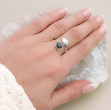 Schutzring „Blatt“ aus Labradorit AA & Sterlingsilber 925