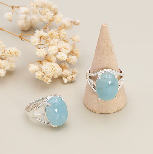 Ring "Eclat des eaux" aus Aquamarin AA & Silber 925