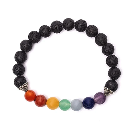 7 Chakren Lavastein-Armband