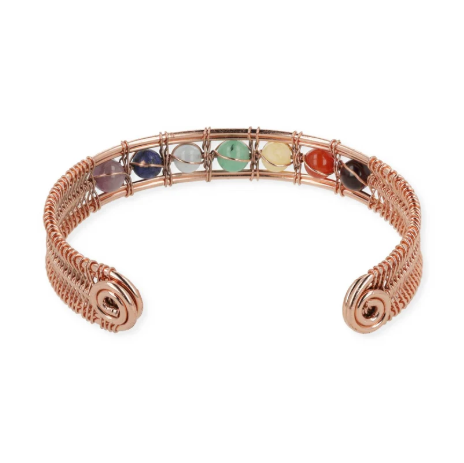 Bracelet Magnétique en Cuivre avec Pierres des Chakras – 1098 Gauss