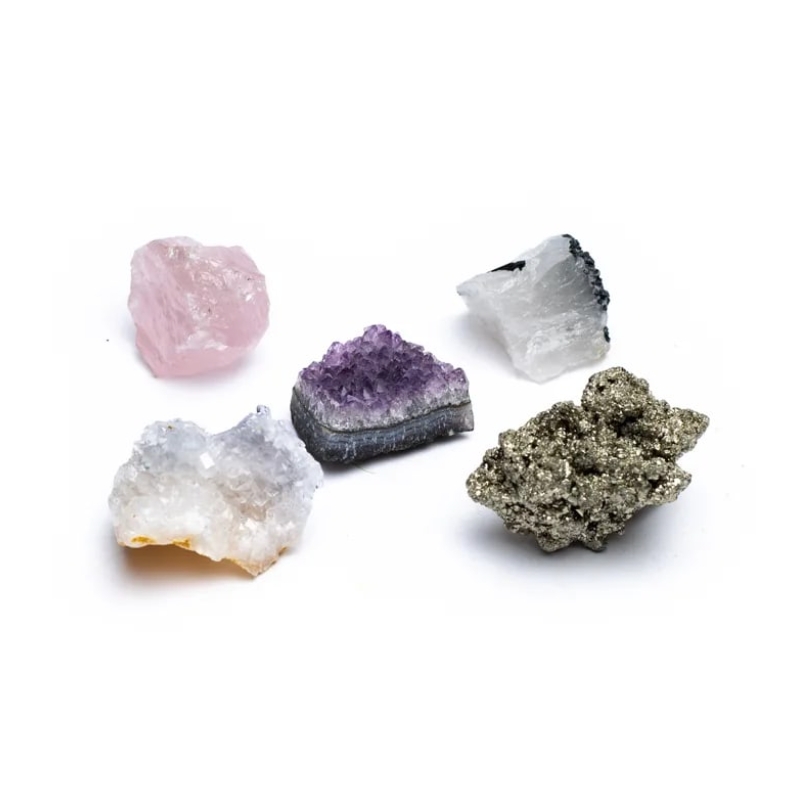 Set mit 5 Mineralkristallen