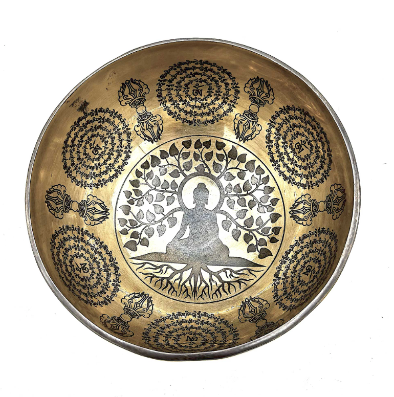 Bol Chantant Tibétain Bouddha Arbre Bodhi 16 cm