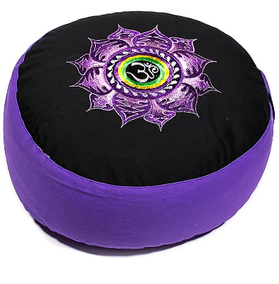 Purple and Black OM Meditation Cushion