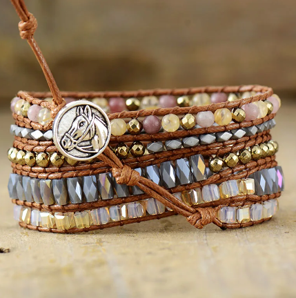 Bracelet Wrap Jaspe et Cristal