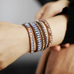 Jasper and Crystal Wrap Bracelet