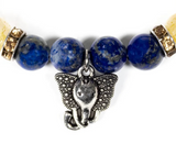 Ganesh Bracelet in Lapis Lazuli and Rutile Quartz